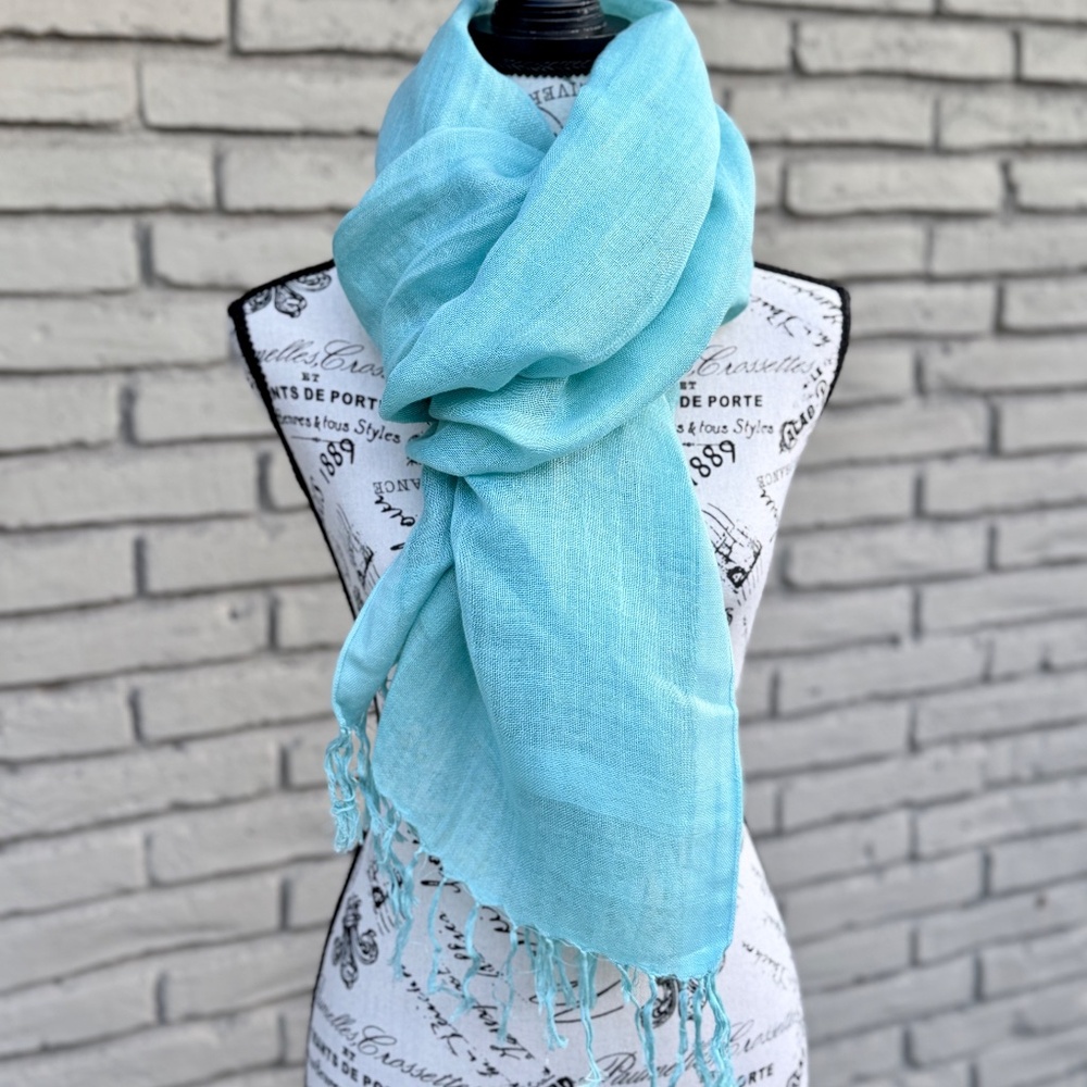 NORDSTROM | Linen Blend Scarf in Sky Blue NWOT